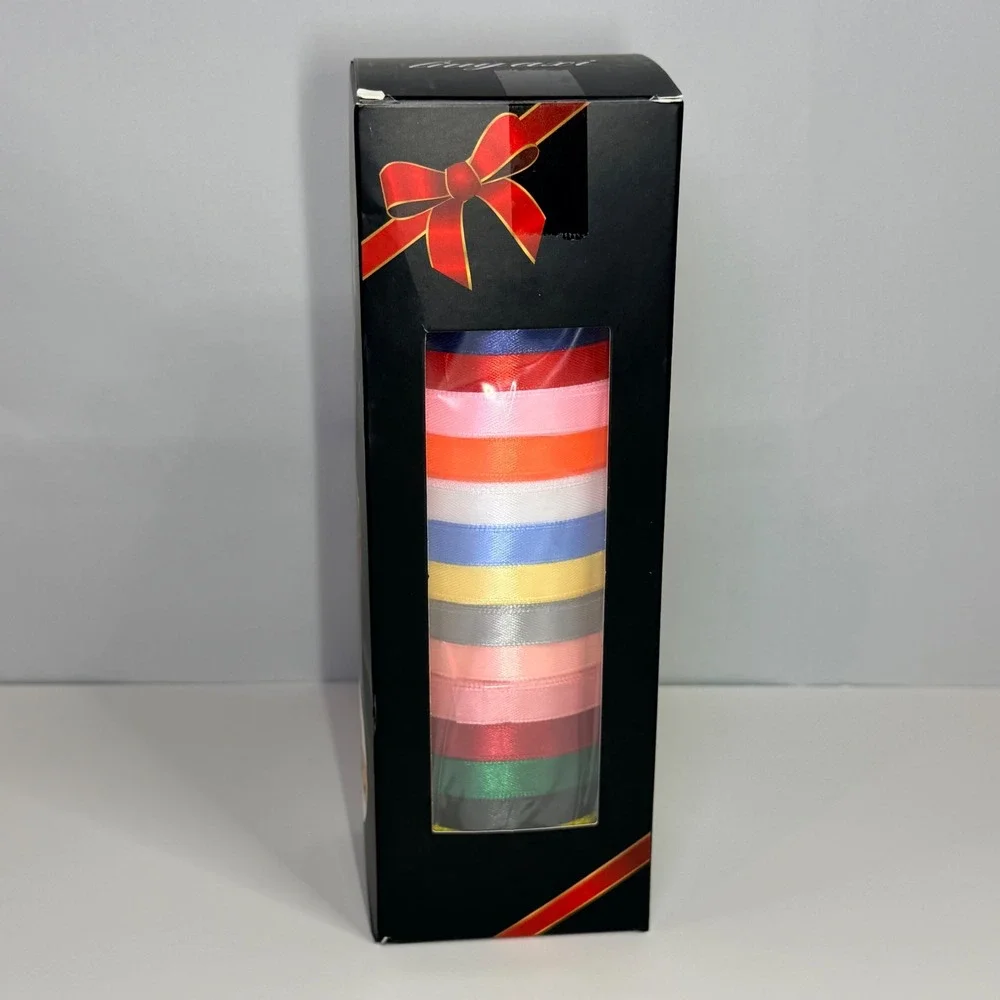 20 Pack Satin and Glitter Ribbon Rolls 0.4 Inch x 15 Yards Multi Color Assorted
